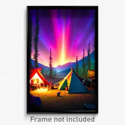 Pixel Art Poster - Villainous Campsite (8 Bit Psychedelic Video Game Print)