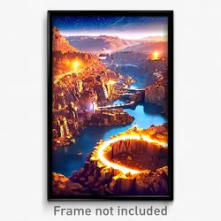 Pixel Art Poster - Starry Quarry (8 Bit Psychedelic Trippy Video Game Print)