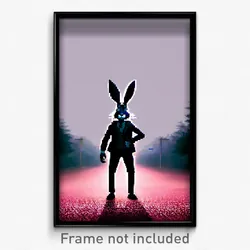 Pixel Art Poster - Bleak Rabbit (8 Bit Psychedelic Trippy Video Game Print)