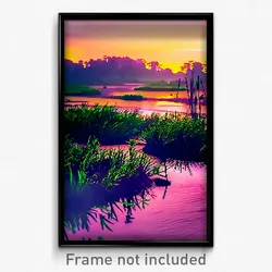 Pixel Art Poster - Vivid Wetland (8 Bit Psychedelic Trippy Video Game Print)