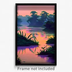 Pixel Art Poster - Subtle Bayou (8 Bit Psychedelic Trippy Video Game Print)