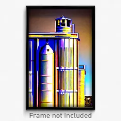 Pixel Art Poster - Electric Silo (8 Bit Psychedelic Trippy Video Game Print)