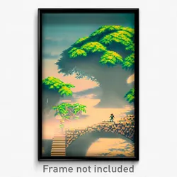 Pixel Art Poster - Pretty Isle (8 Bit Psychedelic Trippy Weird Video Game Print)