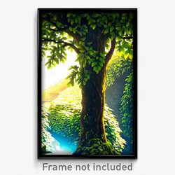 Pixel Art Poster - Leafy Ravine (8 Bit Psychedelic Trippy Video Game Print)