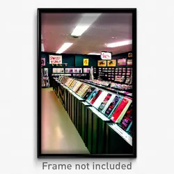Pixel Art Poster - Sweet Vinyl Store (8 Bit Psychedelic Trippy Video Game Print)