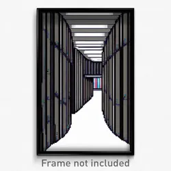 Pixel Art Poster - Striped Storage Room (8 Bit Psychedelic Video Game Print)