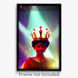 Pixel Art Poster - Stained Crown (8 Bit Psychedelic Trippy Video Game Print)
