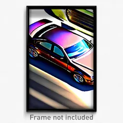 Pixel Art Poster - Bronze Car (8 Bit Psychedelic Trippy Weird Video Game Print)