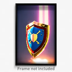 Pixel Art Poster - Extra Small Shield (8 Bit Psychedelic Video Game Print)