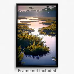 Pixel Art Poster - Harmonious Wetland (8 Bit Psychedelic Video Game Print)