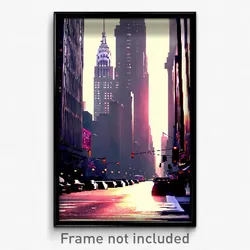 Pixel Art Poster - Realistic New York (8 Bit Psychedelic Video Game Print)