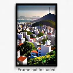 Pixel Art Poster - White Brazilian City (8 Bit Psychedelic Video Game Print)