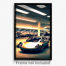 Pixel Art Poster - Distinct Car Dealership (8 Bit Psychedelic Video Game Print)