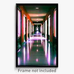 Pixel Art Poster - Complex Hallway (8 Bit Psychedelic Trippy Video Game Print)