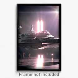 Pixel Art Poster - Classic Spaceship (8 Bit Psychedelic Trippy Video Game Print)