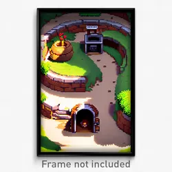 Pixel Art Poster - Adorable Burrow (8 Bit Psychedelic Trippy Video Game Print)
