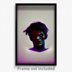 Pixel Art Poster - Menacing Head (8 Bit Psychedelic Trippy Video Game Print)