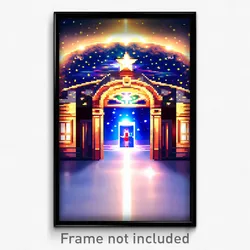 Pixel Art Poster - Starry Entrance (8 Bit Psychedelic Trippy Video Game Print)