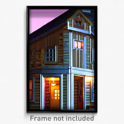 Pixel Art Poster - Classic Shack Tenement (8 Bit Psychedelic Video Game Print)