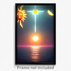 Pixel Art Poster - Warlike Sun And Moon (8 Bit Psychedelic Video Game Print)