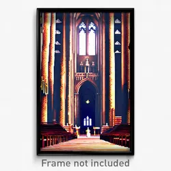 Pixel Art Poster - Fantastic Cathedral (8 Bit Psychedelic Video Game Print)
