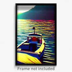 Pixel Art Poster - Important Boat (8 Bit Psychedelic Trippy Video Game Print)