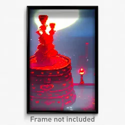 Pixel Art Poster - Red Hearth (8 Bit Psychedelic Trippy Weird Video Game Print)
