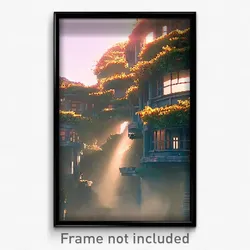Pixel Art Poster - Advanced Settlement (8 Bit Psychedelic Video Game Print)