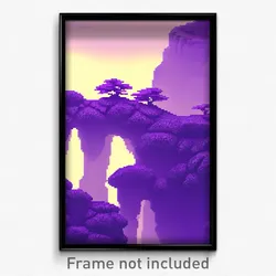 Pixel Art Poster - Purple Outcropping (8 Bit Psychedelic Video Game Print)