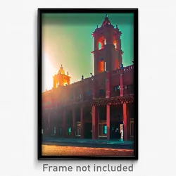 Pixel Art Poster - Smoggy Mexican Architecture (8 Bit Video Game Print)