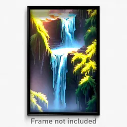 Pixel Art Poster - Cool Cascade (8 Bit Psychedelic Trippy Video Game Print)