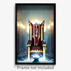Pixel Art Poster - Haunting Throne (8 Bit Psychedelic Trippy Video Game Print)