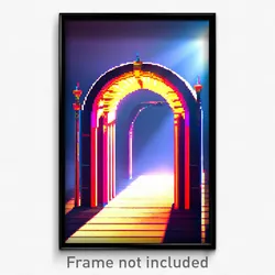 Pixel Art Poster - Digital Arch (8 Bit Psychedelic Trippy Video Game Print)