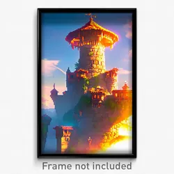 Pixel Art Poster - Flawless Fortress (8 Bit Psychedelic Trippy Video Game Print)