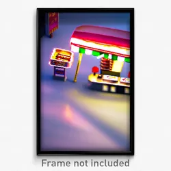 Pixel Art Poster - Distant Hot Dog Stand (8 Bit Psychedelic Video Game Print)