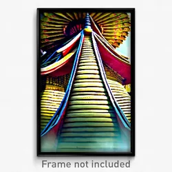 Pixel Art Poster - Velvety Pagoda (8 Bit Psychedelic Trippy Video Game Print)