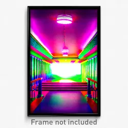 Pixel Art Poster - Vibrant Hall (8 Bit Psychedelic Trippy Video Game Print)