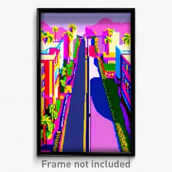 Pixel Art Poster - Tiny Boulevard (8 Bit Psychedelic Trippy Video Game Print)