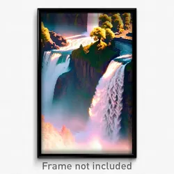 Pixel Art Poster - Buzzing Falls (8 Bit Psychedelic Trippy Video Game Print)