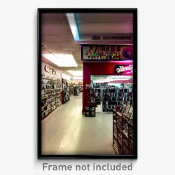 Pixel Art Poster - Famous Vinyl Store (8 Bit Psychedelic Video Game Print)