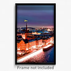 Pixel Art Poster - Striking Swedish City (8 Bit Psychedelic Video Game Print)