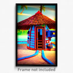 Pixel Art Poster - Vivacious Hut (8 Bit Psychedelic Trippy Video Game Print)