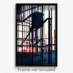 Pixel Art Poster - Complex Wire Frame Farm (8 Bit Psychedelic Video Game Print)