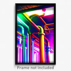 Pixel Art Poster - Vivid Pipes (8 Bit Psychedelic Trippy Weird Video Game Print)