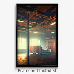 Pixel Art Poster - Wooden Hospital (8 Bit Psychedelic Trippy Video Game Print)