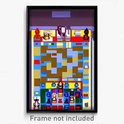 Pixel Art Poster - Warlike Chess Board (8 Bit Psychedelic Video Game Print)