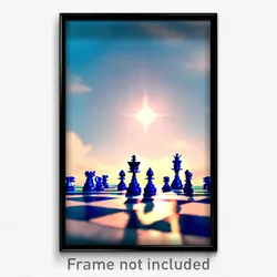 Pixel Art Poster - Sky Blue Chess (8 Bit Psychedelic Trippy Video Game Print)