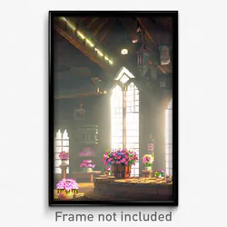 Pixel Art Poster - Flowery Smithy (8 Bit Psychedelic Trippy Video Game Print)