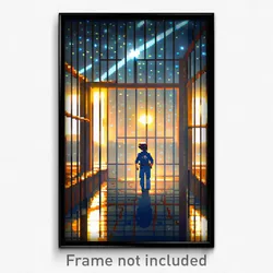 Pixel Art Poster - Starry Prison (8 Bit Psychedelic Trippy Video Game Print)
