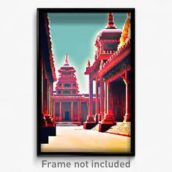 Pixel Art Poster - Exotic Historical Architecture (8 Bit Video Game Print)